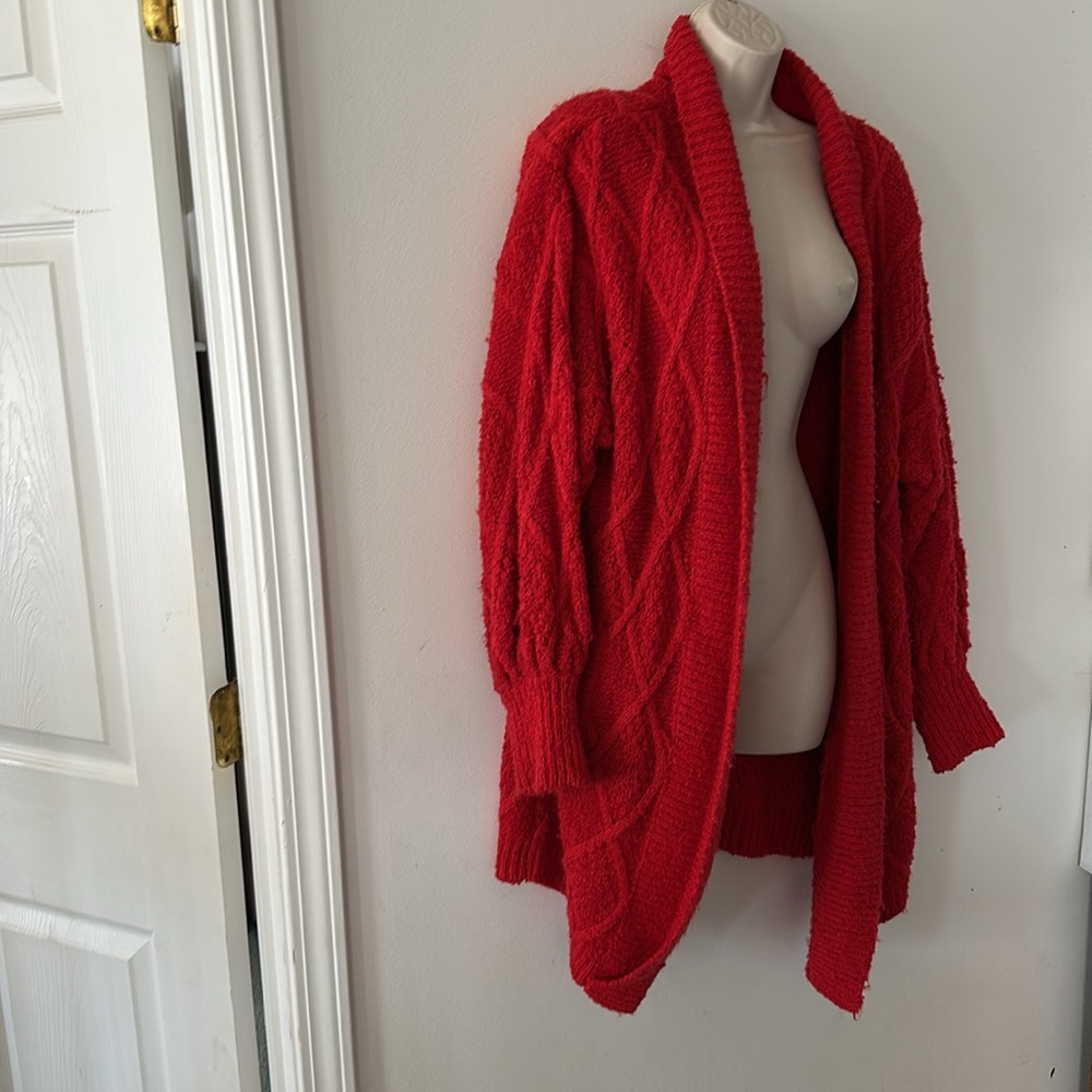 Vintage red Chunky Knit Long Cardigan (bag20)